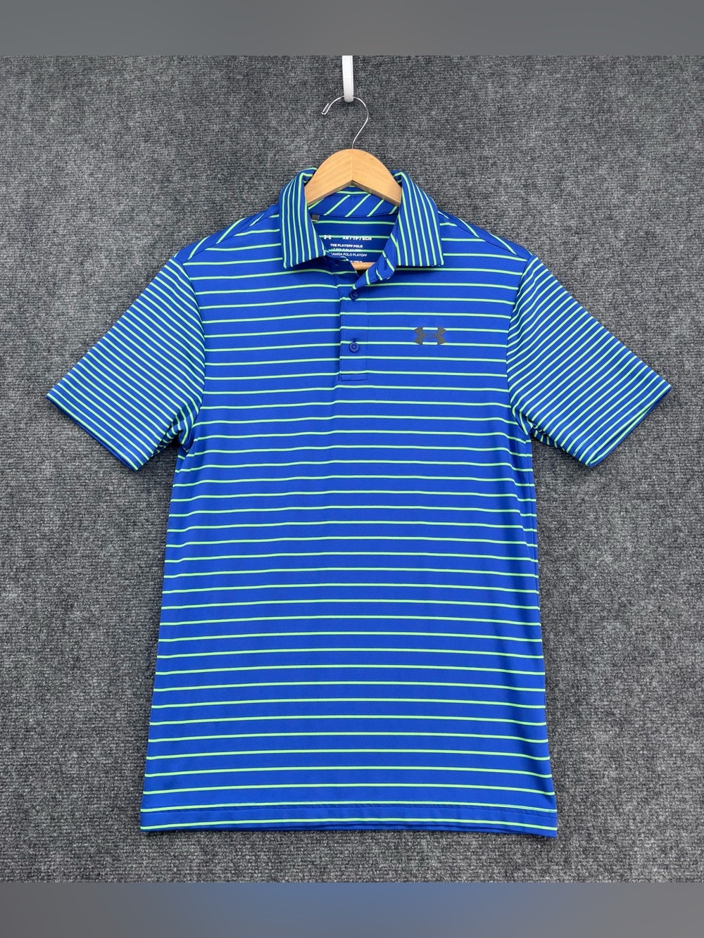 Under Armour The Playoff Polo Shirt Golf Academia Preppy Blue Striped Men’s XS